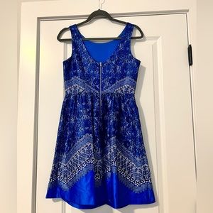 Blue lace printed design dress